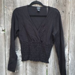 INC ruched long sleeve crop top